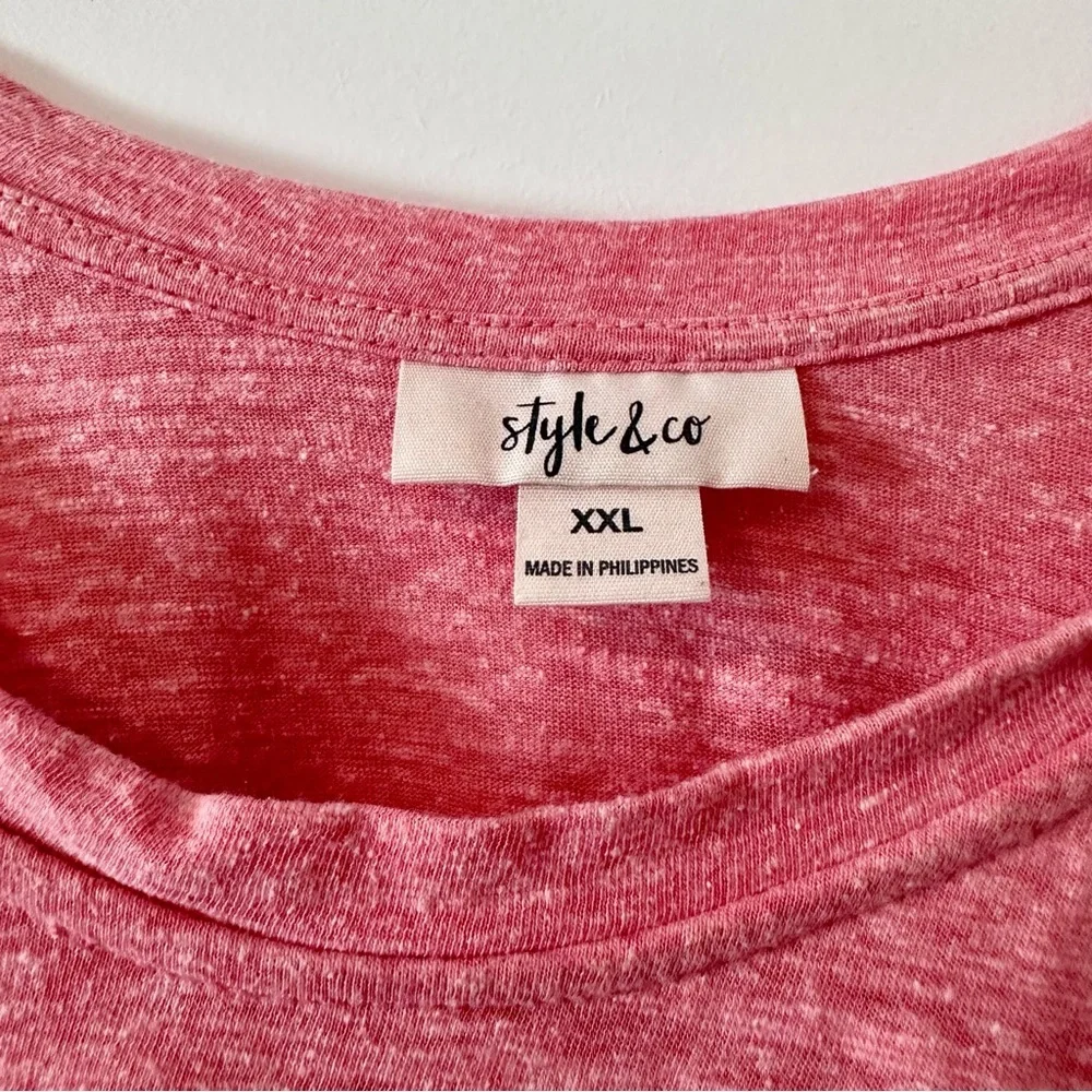 Style & Co Coral Cold Shoulder Knot Front Top Short Sleeve Size XXL - Picture 3 of 7